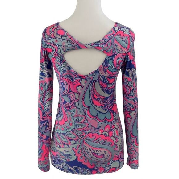 Lilly Pulitzer Pink and Blue Paisley Long Sleeve Top - Picture 3 of 3